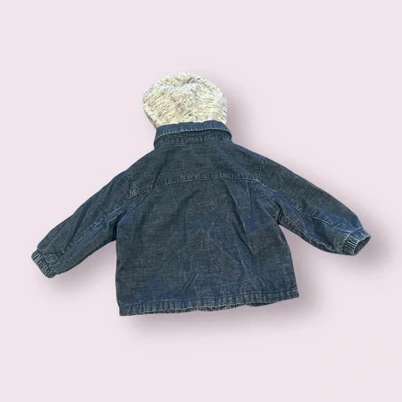 Baby Cat & Jack Hooded Blue Corduroy Button Front Shirt Jacket Size 6-9 Months - Picture 7 of 9